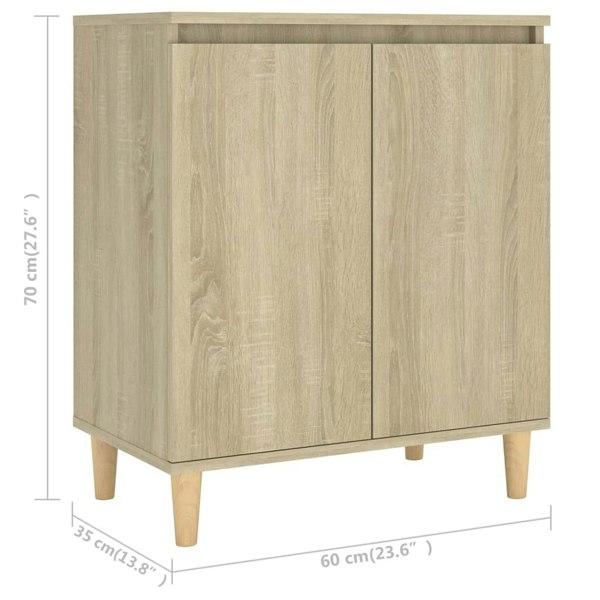Berkfield Sideboard with Solid Wood Legs Sonoma Oak 60x35x70 cm Engineered Wood