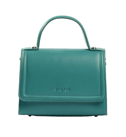 SADDLER  TINA Leather Flapover Handbag - Adjustable Strap, Phone Pocket, Crossbody or Handheld - RFID Protected - Teal