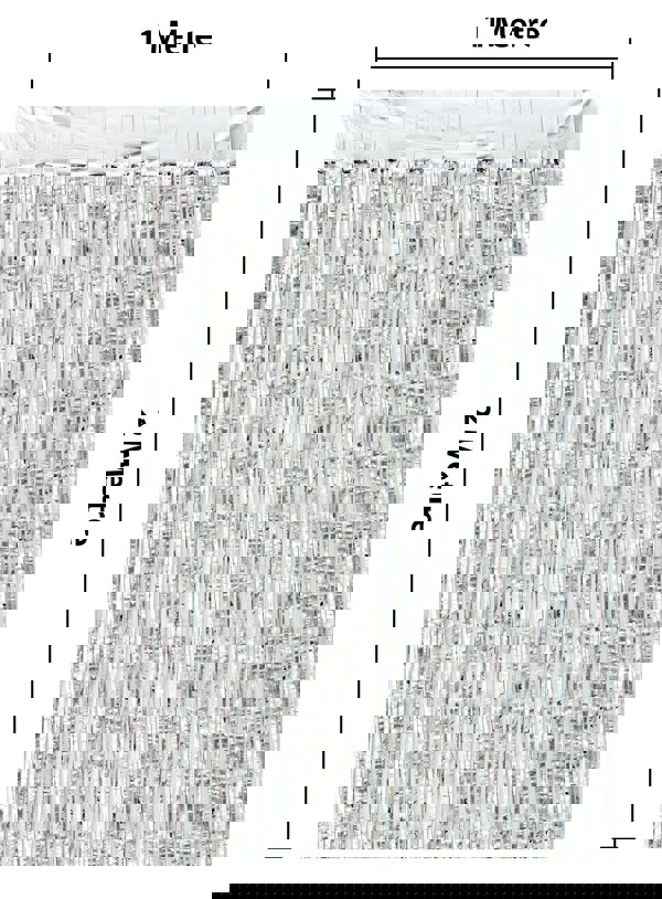 Cheetah Metallic Tinsel Curtain, 2M x 1M Silver