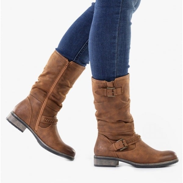 Rieker 98860-22 Womens Calf Length Boots - Nut Brown