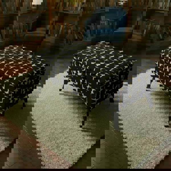  Patterned Fabric Ottoman Storage Bench in Living Room