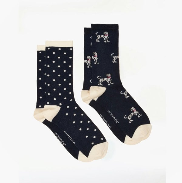 Joules EVERYDAY Womens Socks Navy/Oatmeal