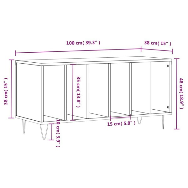 Berkfield Record Cabinet Smoked Oak 100x38x48 cm Engineered Wood