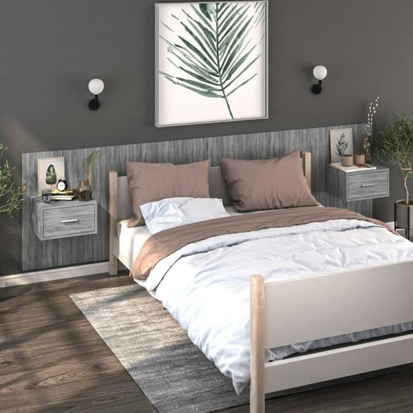 Berkfield Wall-mounted Bedside Cabinet Grey Sonoma