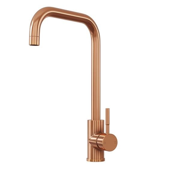Flode Dellen | Single Lever Kitchen Sink Mixer Tap with Swivel Spout | Square Neck Design | Rose Copper Finish