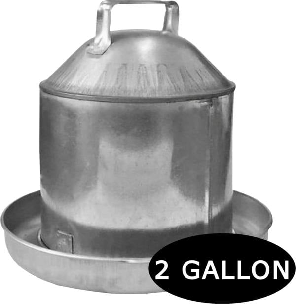 Ketoplastics Poultry Drinker Waterer Automatic Drinker 9L Capacity, Galvanised Steel with Handle for Hens, Ducks, Geese - 2 Gallon