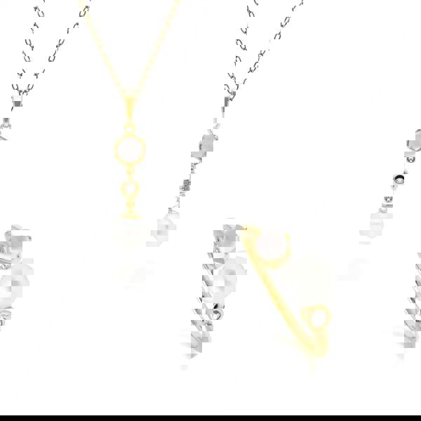 270P030502925-270R059102925 Modern Pearl, Topaz & Moonstone Pendant & Ring Set in Gold Plated Silver 1