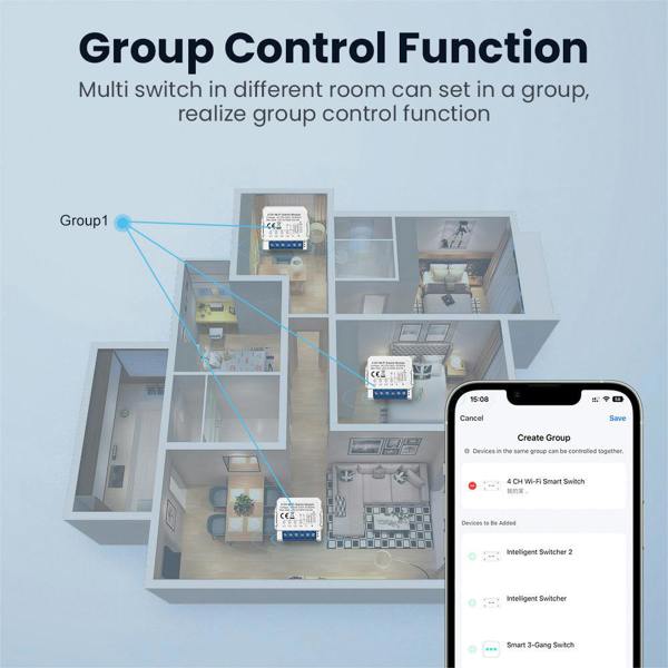 ENER-J Smart WiFi 2CH Switch Module, Converts Existing Switch to App & Voice Control, Works with Alexa & Google Assistant