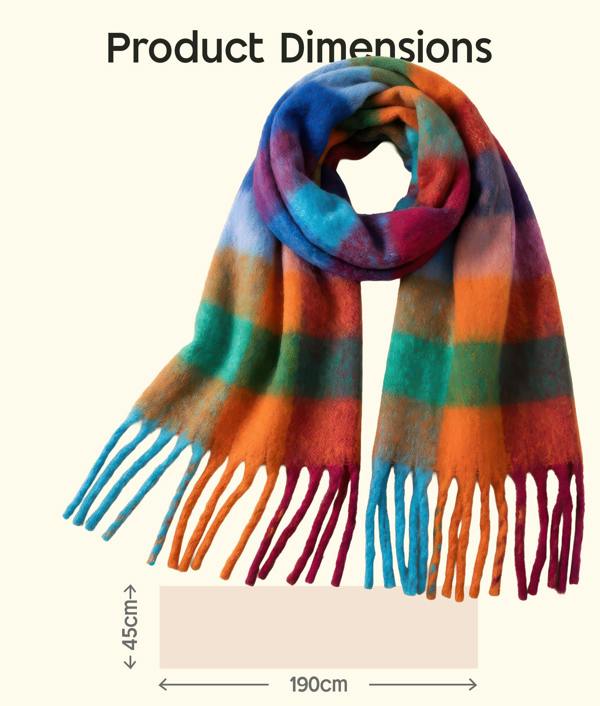 VIA MONTEN Women’s Faux Mohair Scarf, Oversized Winter Scarf Wrap with Fringe, Soft Fluffy Long Shawl for Cold Weather Styling