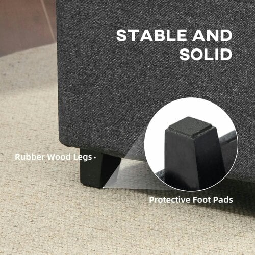 Bobobiy Square Footstool, Small Ottoman with Side Pocket, 35 x 35cm, Grey, 35 x 35 x 35cm