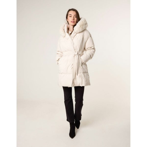 Blue Vanilla Faux Fur Hood Puffer Coat