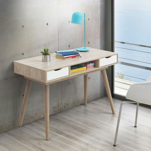 Scandinavian 2 Drawer Computer Desk Office Furniture Retro Nordic MakeupTable