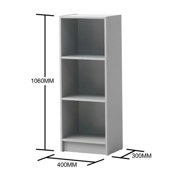 Timber Art Design 3 Tier Medium Narrow Bookcase Shelving Unit Living Room Office Bedroom