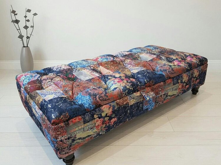 ISTOOLS Damask Multicolour Storage Ottoman Bench with Hidden Storage & Stylish Seating - 36 x 24 Inches (92 x 61cm)