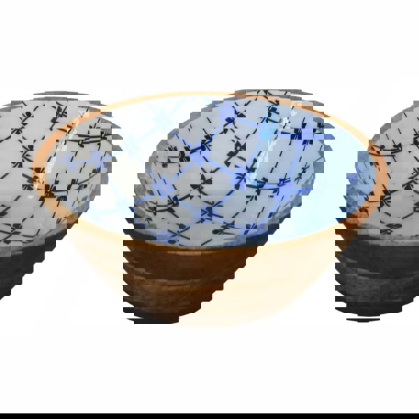 Artisan Furniture Blue and White Wooden Bowl Set of 2