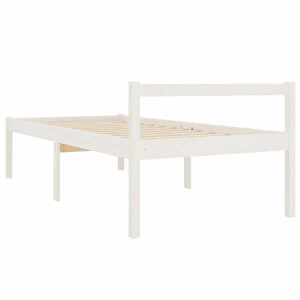Berkfield Bed Frame White 75x190 cm Small Single Solid Wood Pine