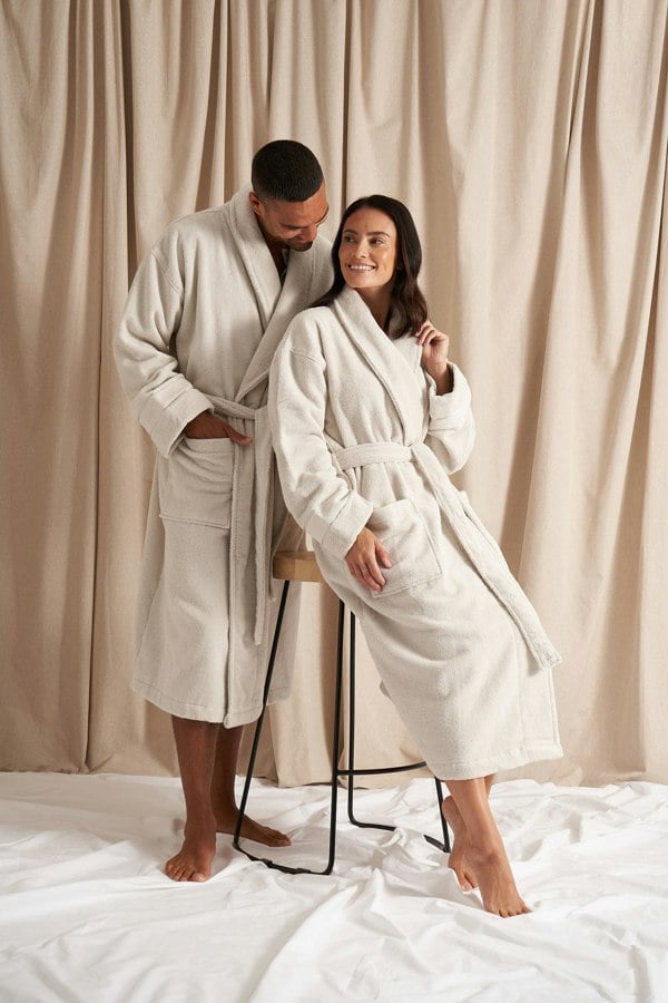 Pretty You London Bamboo Towelling Robe in Light Grey