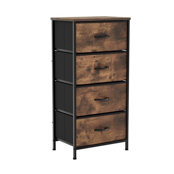 Vida Designs Chorley 4 Drawer Fabric Drawer Chest, Beige & Grey Wood