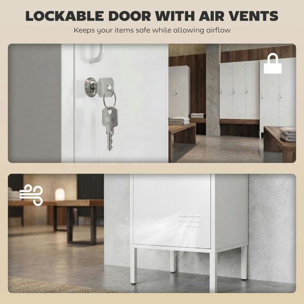 HOMCOM Metal Locker Cabinet with Hanging Rod, Lock and Key, 40x40x179cm