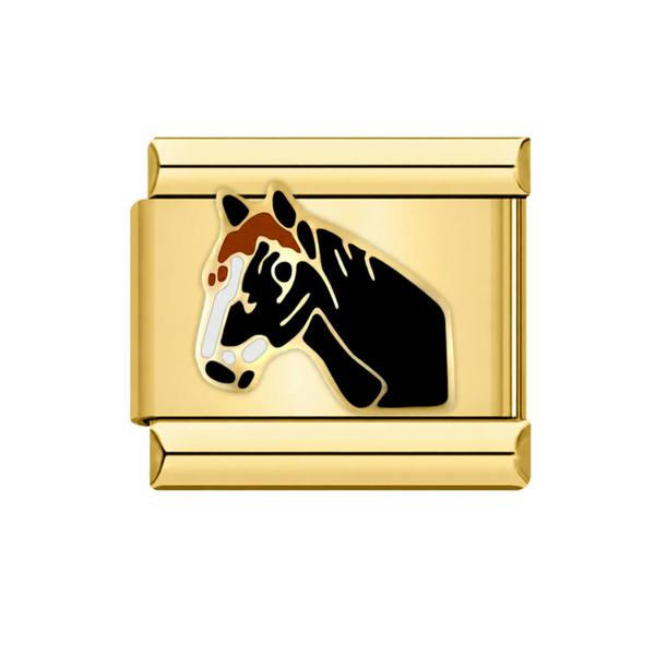 Serafina Black and White Horse | Italian Style Bracelet Charm