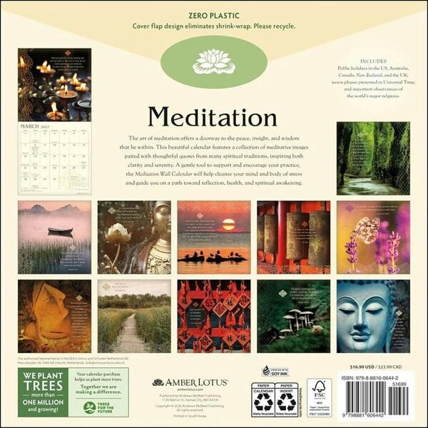 Meditation Calendar 2027, Wall Calendars, Month To View, Lifestyle, Gift