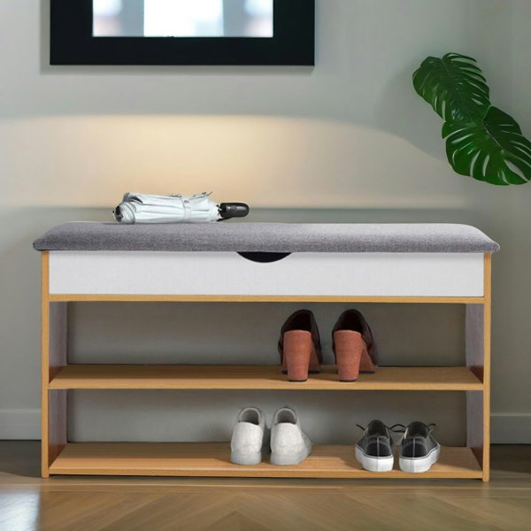 Rafaelo Mobilia 3 Tier Shoe Storage Bench With Seat & Storage