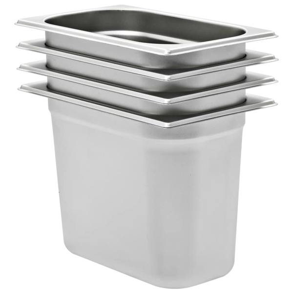 Berkfield Gastronorm Containers 4 pcs GN 1/4 200 mm Stainless Steel