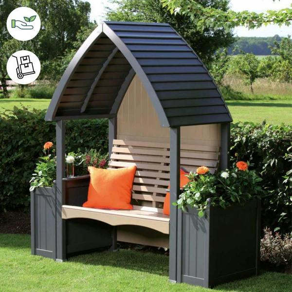 AFK Wooden Garden Arbour 'Cottage' In Charcoal and Nutmeg