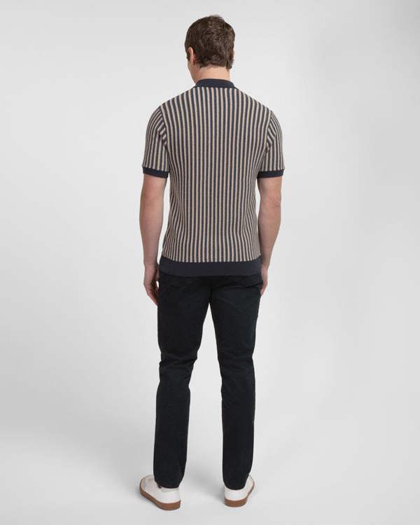 Steel & Jelly Grove - Textured Stripe Knitted Short Sleeve Shirt