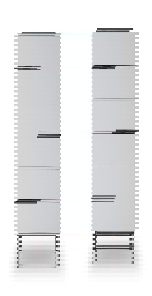 White Matt Lacquer Six Drawer Tall Narrow Chest by Gillmore