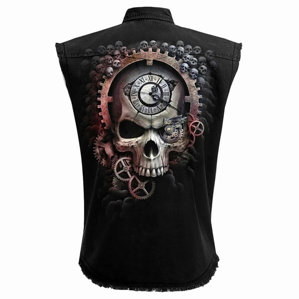 Spiral Direct Unisex Adult Reaper Time Stone Wash Sleeveless Shirt - Black