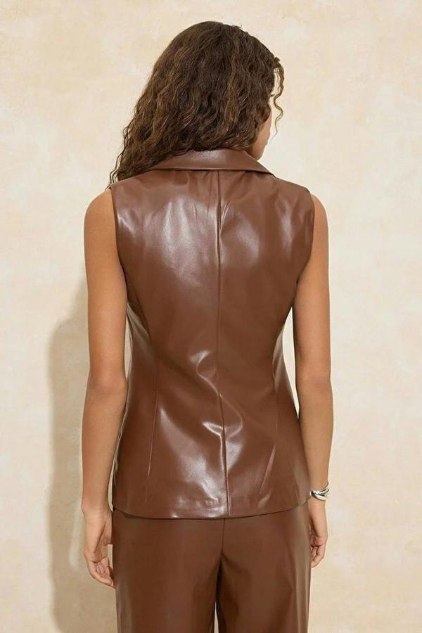 WOVCOR Woven Faux Leather Vest
