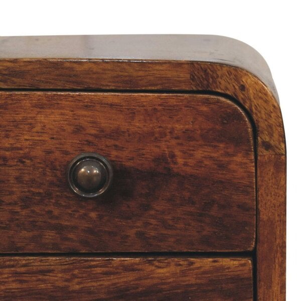 Wyld Haus Cagliari Small 2 Drawer Curved Chestnut Mango Wood Bedside Table