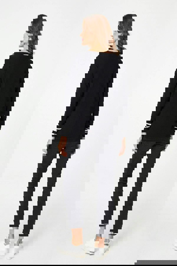 Black | Star Print Long Sleeve Relaxed Top
