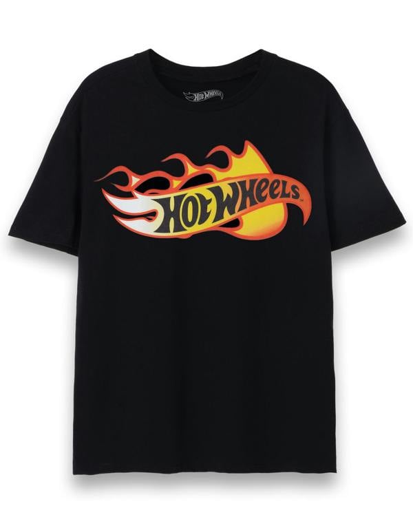 Hot Wheels Mens Black Flames Short Sleeved T-Shirt
