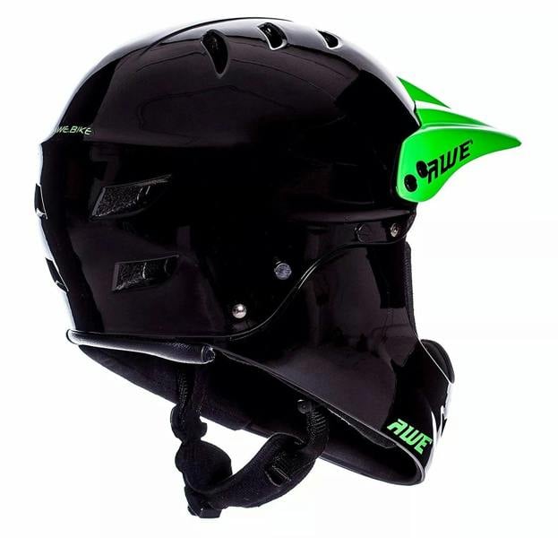 AweBlaze 16+/Adult Full Face BMX Bike Helmet Medium 55-58cm Black/Green Visor