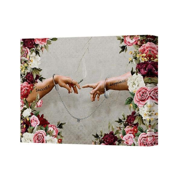 Benjamin Tate Design Canvas Wall Art Floral Border Reaching Hands With Chain