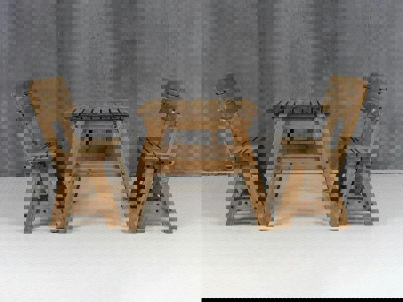 Victoria Picnic Table and Benches Set With Backrest - Rustic Finish Wooden Outdoor Dining Set for Gardens and Patios