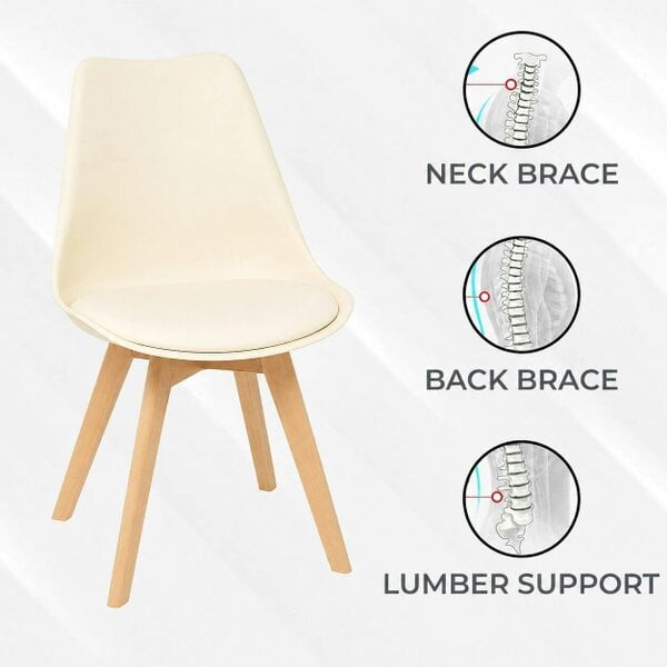 Kosy Koala Modern Dining Set with 4 Cream Plastic Chairs with Faux Leather Seats Kitchen Dining Furniture