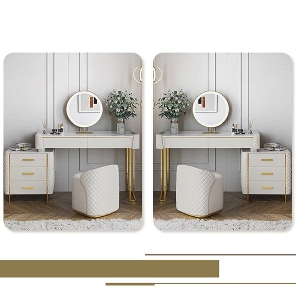 Duran Dressing Table With LED Mirror, Cream-Weilai Concept-Weilai Concept