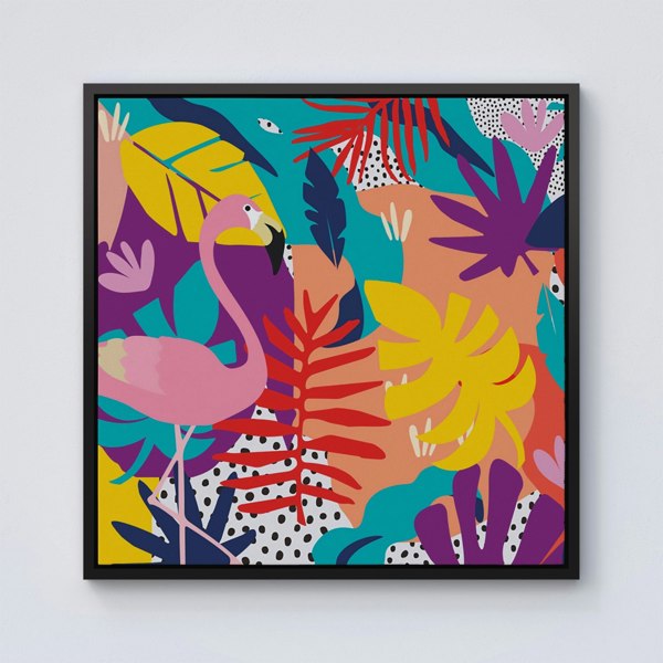 Warren Reed Tropical Flamingoes Framed Canvas