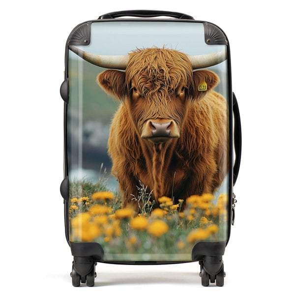 Warren Reed Highland Cow By The Coast Suitcase