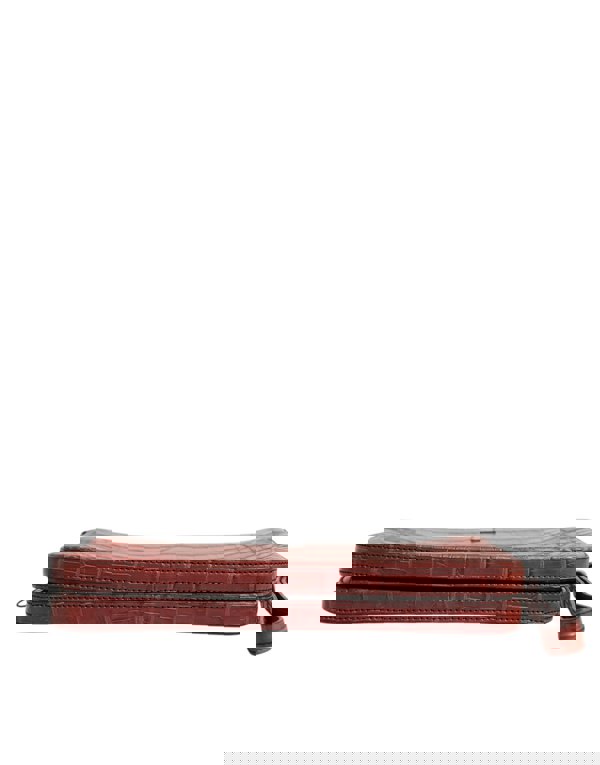 Luxurious Croc Leather Briefcase with Logo Plaque