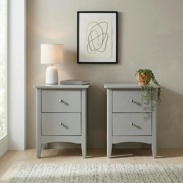 Core Products Set of 2 Como Grey 2-Drawer Bedside Cabinets
