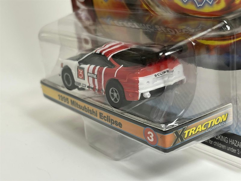 Auto World Slot Cars 1995 Mitsubishi Eclipse White Red HO Scale Slot Car X Traction Auto World SC378-3