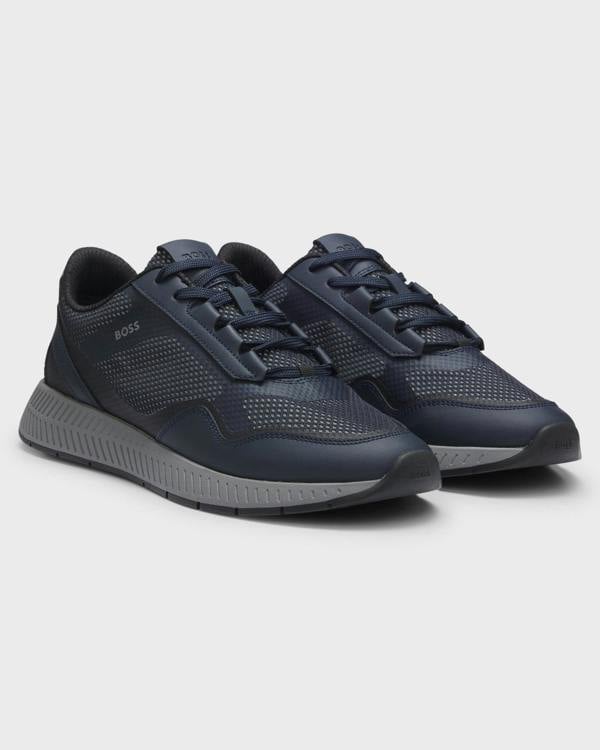 BOSS Orange Titanium_Runn_refthp Mens Trainers - Open Blue 461 pair, side