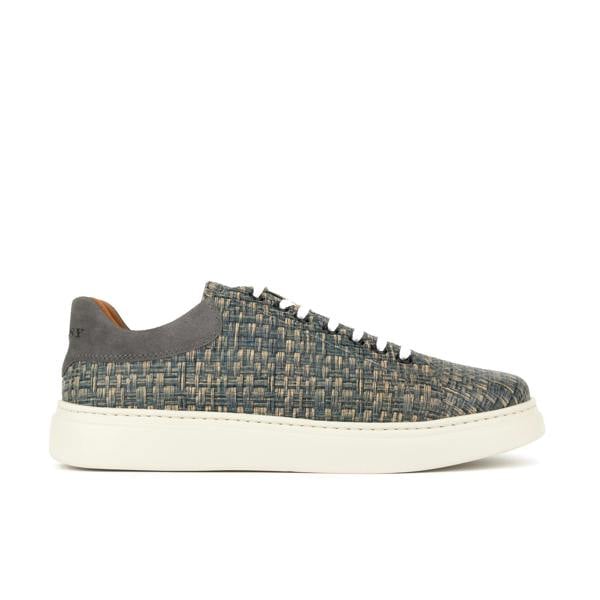 Embassy London Sun City - Aqua Print - Men's Woven Leather & Suede Trainer