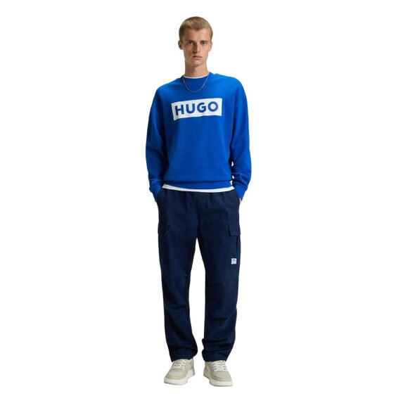 Hugo Mens Niero Logo Crew Neck Sweatshirt - Blue - XL - Blue - 100% Cotton