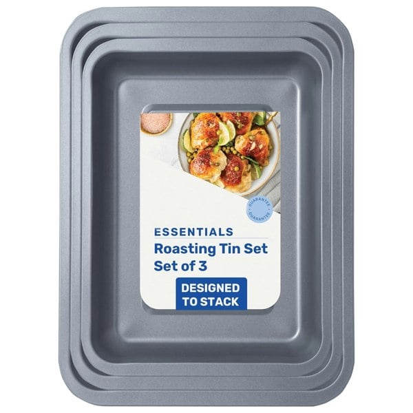 Set of 3 (1 x 35, 1 x 31 & 1 x 28cm) Stackable Roasting Trays