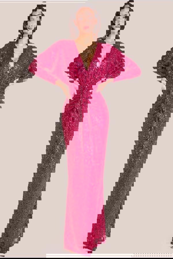 Plunge V-Neck Sequin Maxi - Burgundy DR3833